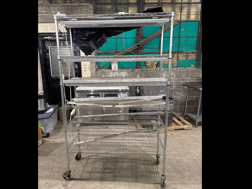6-Tier Wire Rack With Grow Lights On Castors