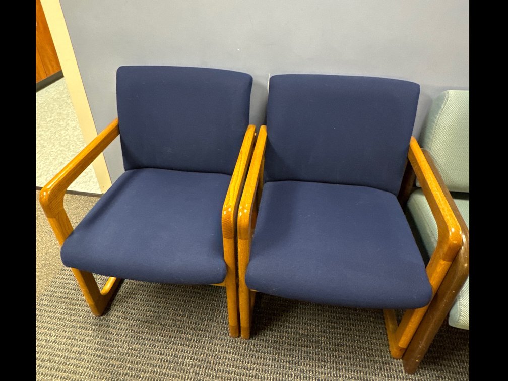 (9) Wood Sled Based Arm Chair