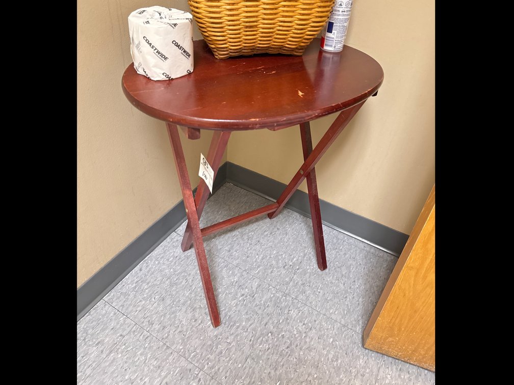 Folding Wood Table w/ Basket