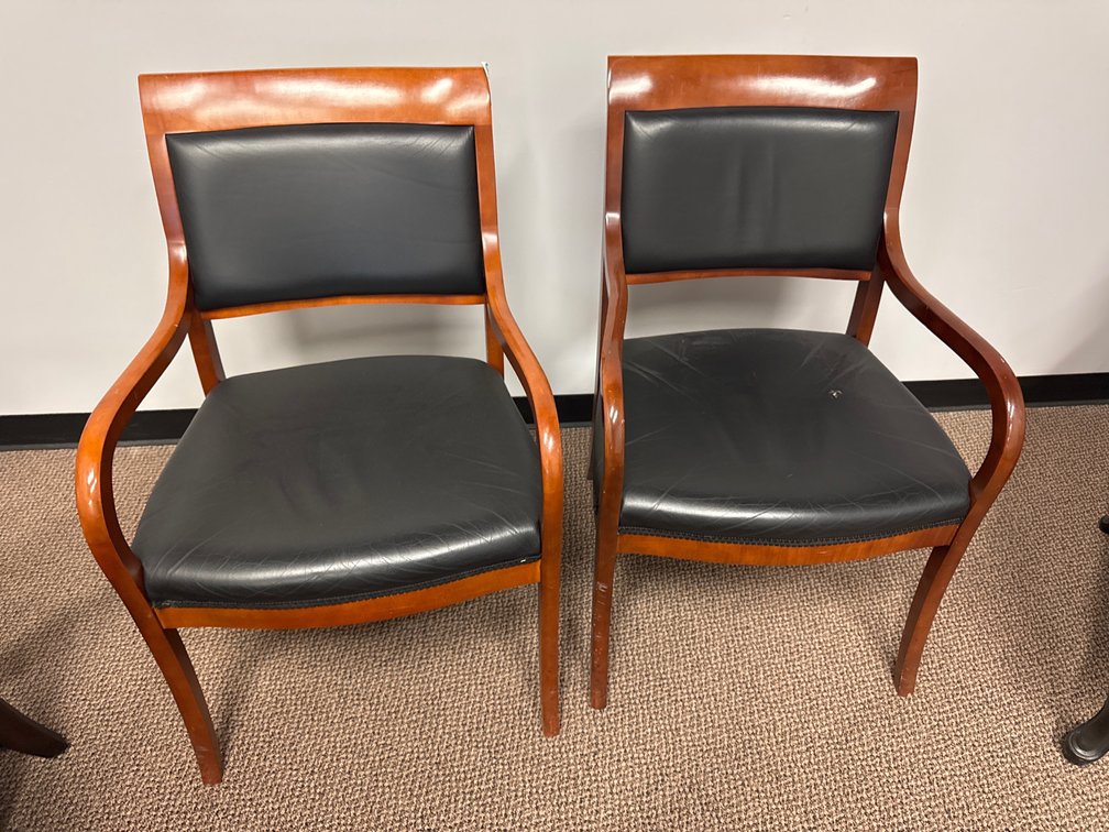 (2) Wood Frame Guest Chairs