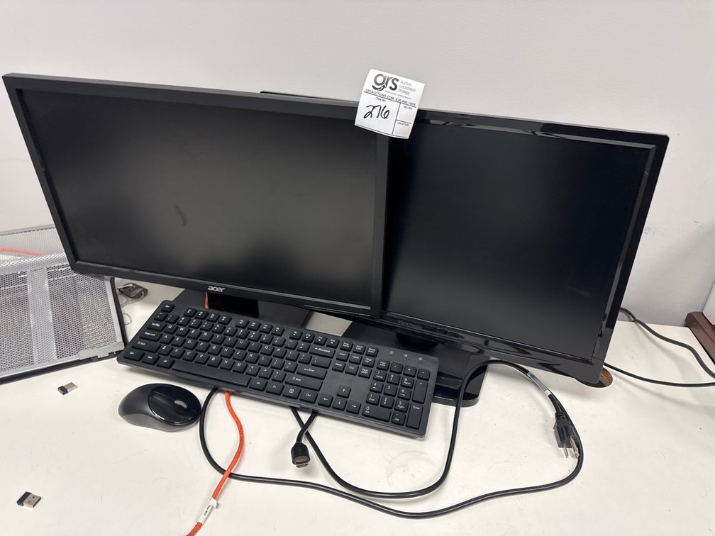 (2) Monitors, Keyboard, Laptop Stand & Mouse