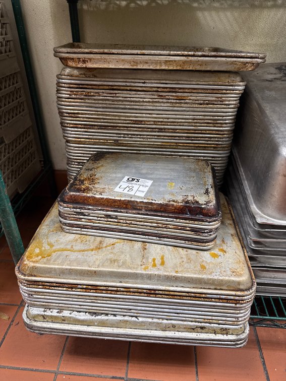 Sheet Pans 1/2 Size, Approximately 80, and (9) 1/4 Size Sheet Pans