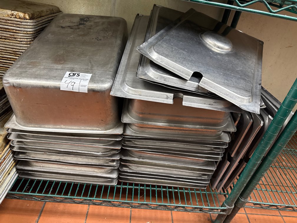Full Size Stainless Food Pans (10) 6"d, (12) 4"d