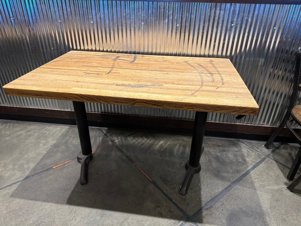 Butcher-Block Style Table with T Legs