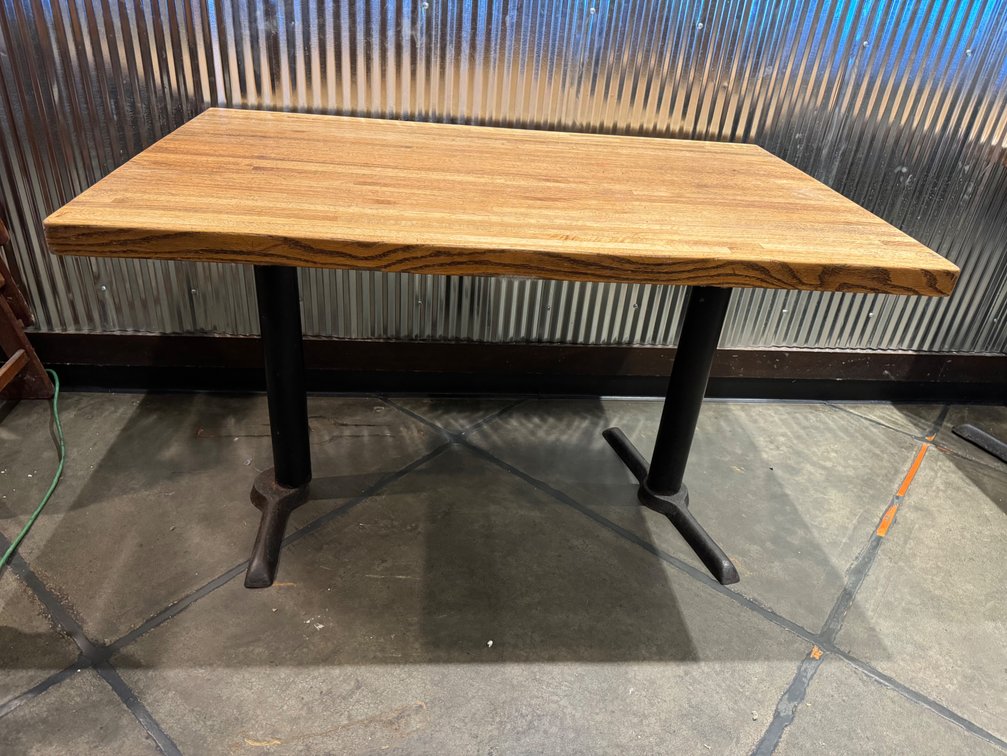 Butcher-Block Style Table with T Legs