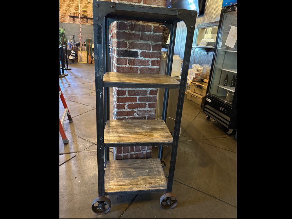 Industrial Wood and Metal Shelf / Cart