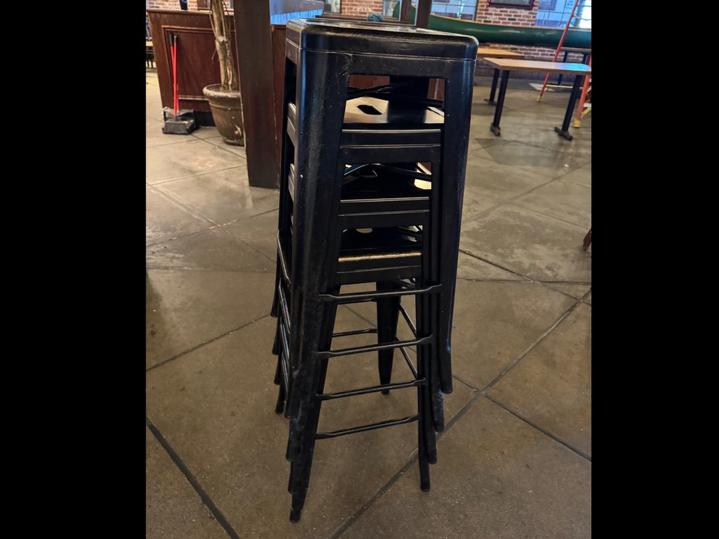 (4) Industrial Style Metal Bar Stools