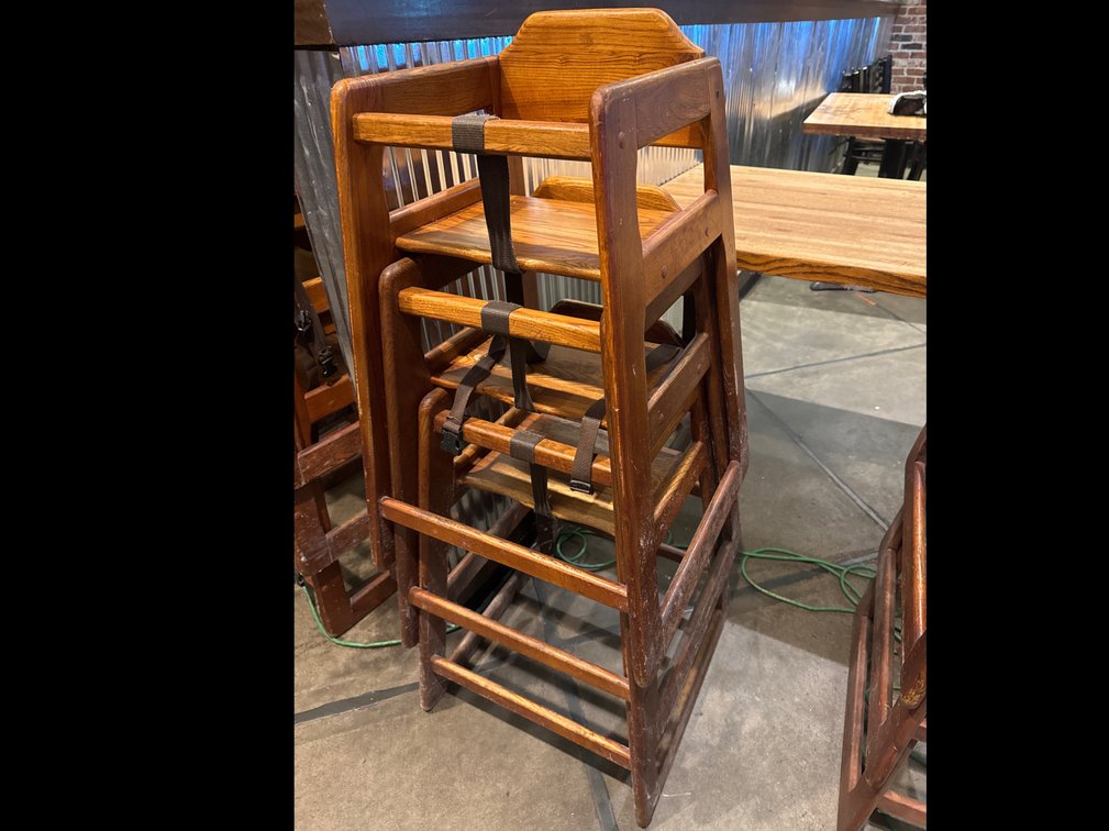 (3) Stackable Wood High Chairs