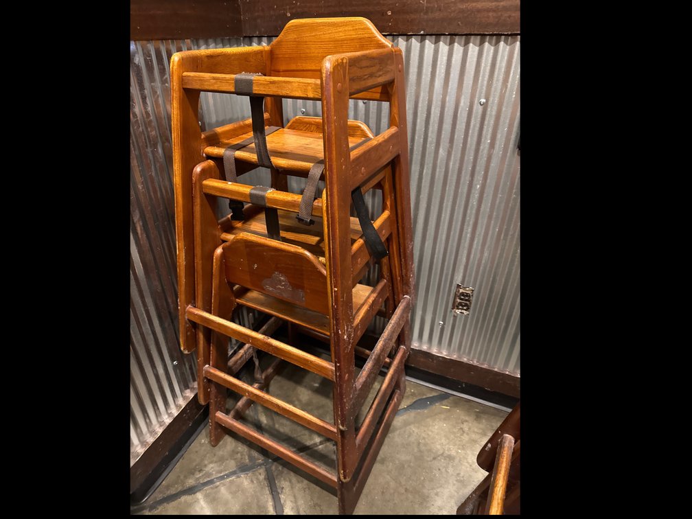 (3) Stackable Wood High Chairs