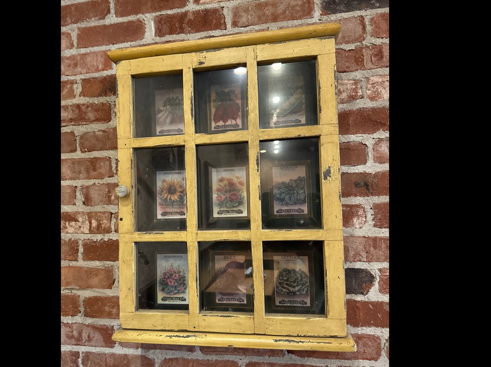 Card and Cedar Seed Co. 9-Pane Window Frame Display Cabinet
