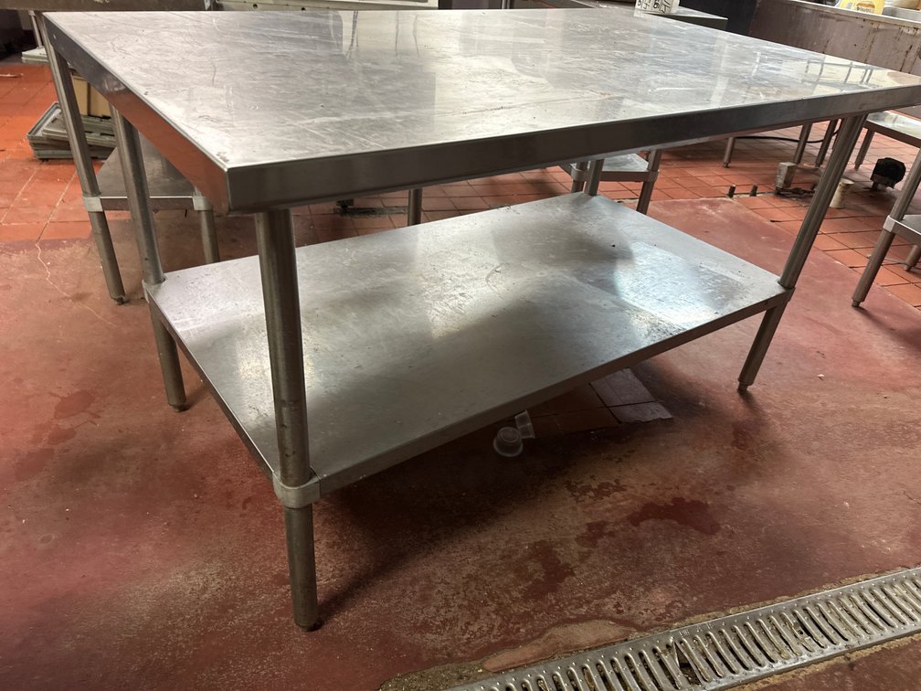 Commercial Stainless Steel Work Table With Stainless Legs and Undershelf
