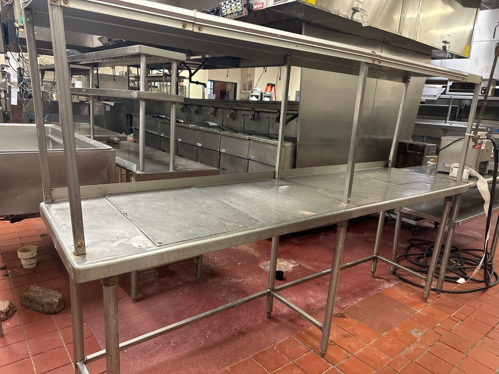 Stainless Steel Work Table w/ 1-Tier Overshelf & Ticket Rail