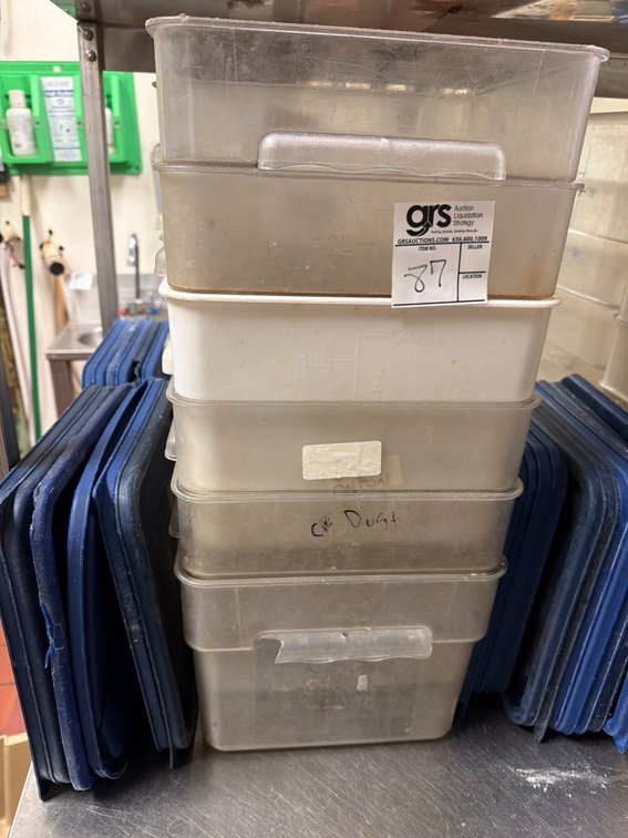 (12) 12-Quart Square Commercial Food Storage Bins & LIds