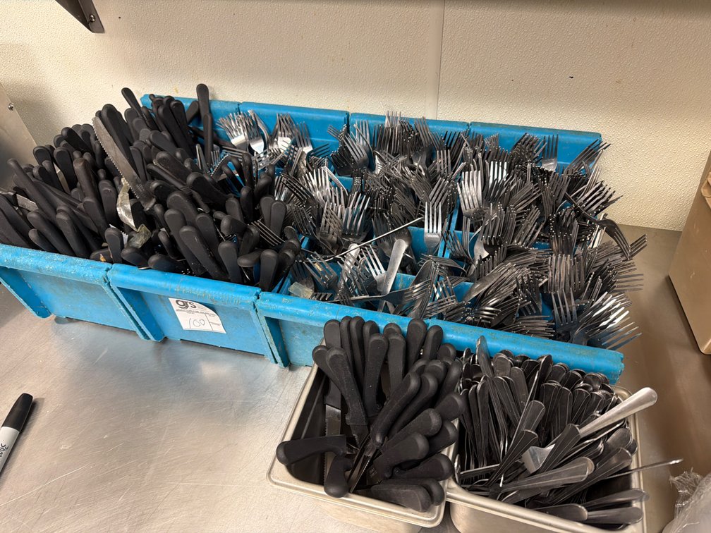 Steak Knives and Forks in Washing Racks