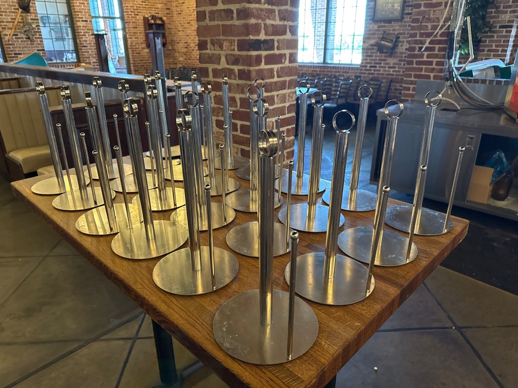 (25) Stainless Steel Table Number and Paper Towel Stands