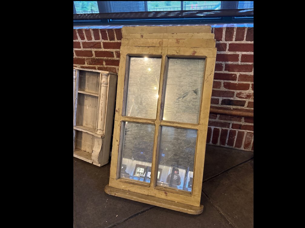 4 Vintage 4-Pane Wooden Window Mirrors