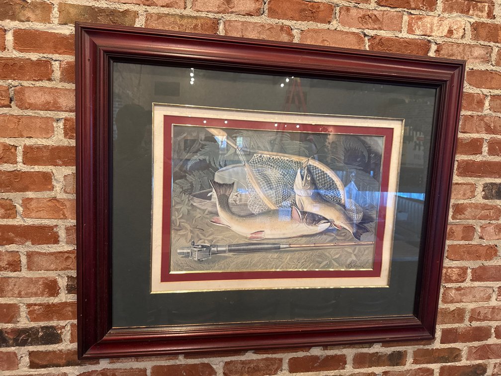 Framed T.S. Steele Trout Fishing Still Life Print