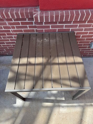 Image for Square Slatted Patio Table with Metal Legs