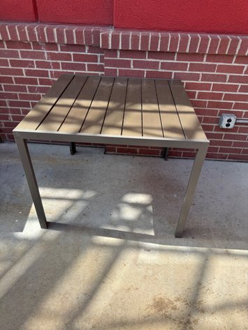 Image for Square Slatted Patio Table with Metal Legs