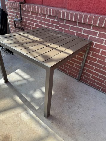 Image for Square Slatted Patio Table with Metal Legs