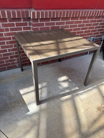 Image for Square Slatted Patio Table with Metal Legs