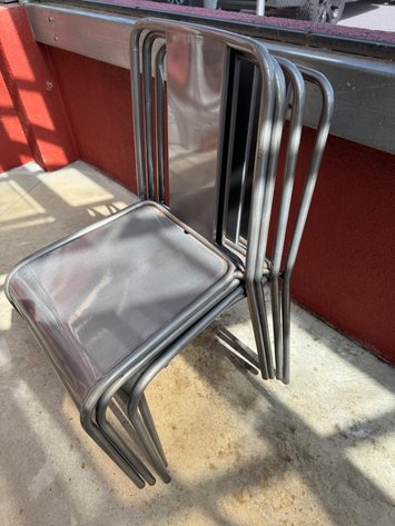 Image for 4 Industrial Tubular Metal Stacking Cafe Chairs