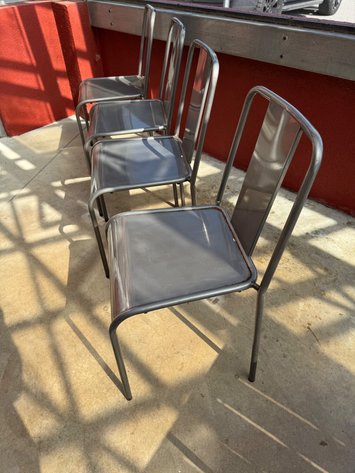 Image for 4 Industrial Tubular Metal Stacking Cafe Chairs