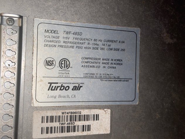 Image for Turbo Air TWF-48SD 2-Door Worktop Refrigerator