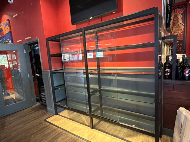 Image for Multi-Shelf Black Metal Framed Glass Retail Display Case