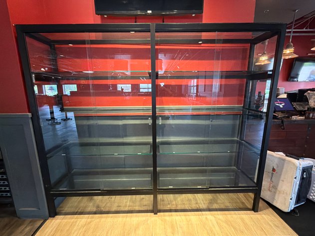 Image for Multi-Shelf Black Metal Framed Glass Retail Display Case