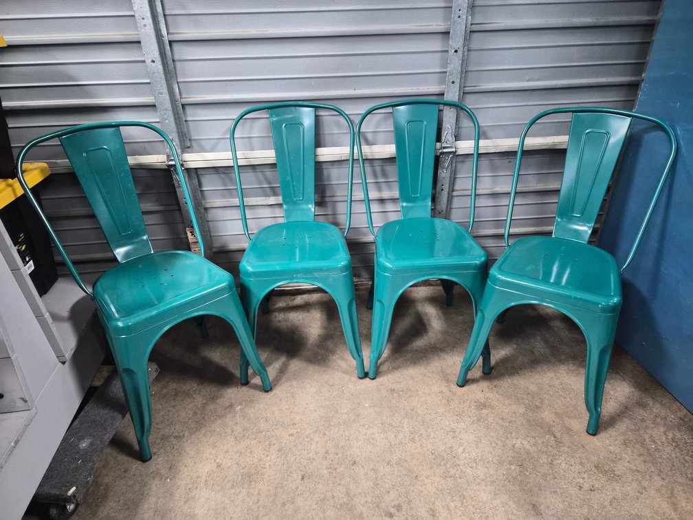 Teal Metal Stacking Chairs