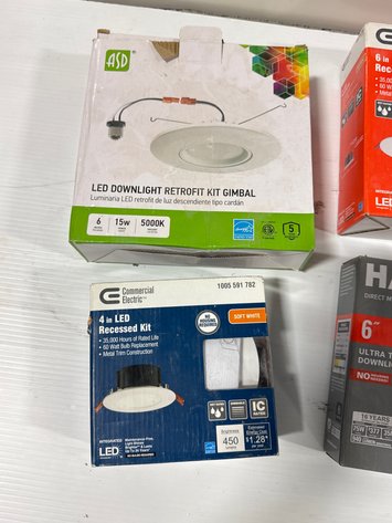 Image for 6 Mixed Commercial Electric, HALO & ASD LED Recessed Light Kits