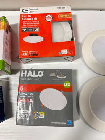 Image for 6 Mixed Commercial Electric, HALO & ASD LED Recessed Light Kits