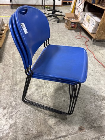 Image for 3 Blue Plastic Stacking Sled Base Chairs