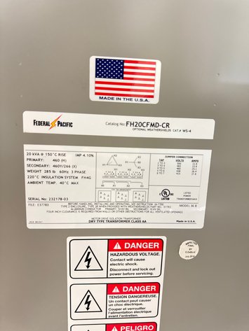 Image for Federal Pacific FH20CFMD-CR 20 kVA Dry-Type Transformer