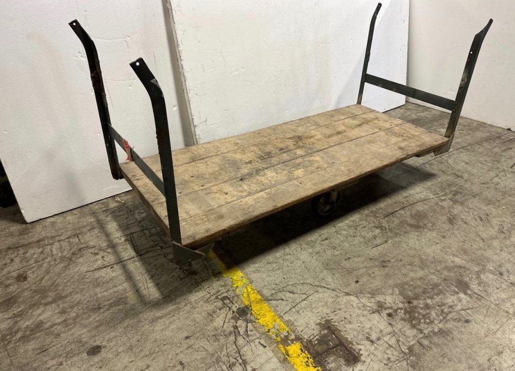 Industrial Wooden Flatbed Platform Cart