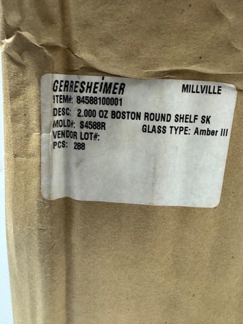 Image for Gerresheimer 84588100001 2oz Amber Boston Round Bottles