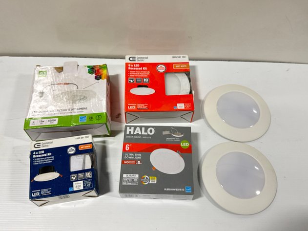 Image for 6 Mixed Commercial Electric, HALO & ASD LED Recessed Light Kits
