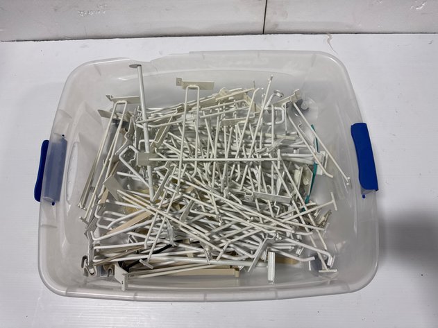 Image for Assorted White Metal Pegboard Display Hooks in Tote