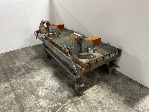 Image for Heavy-Duty T-Slot Steel Workbench with Dual Columbian Vises
