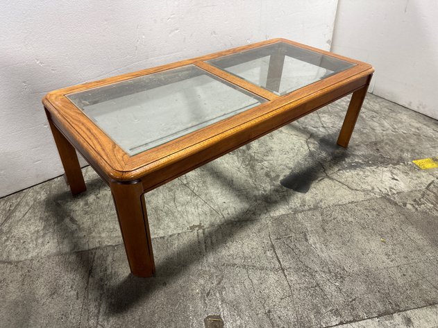 Image for Mid-Century Modern Style Wood and Glass Coffee Table
