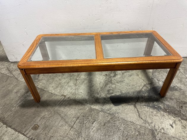 Image for Mid-Century Modern Style Wood and Glass Coffee Table