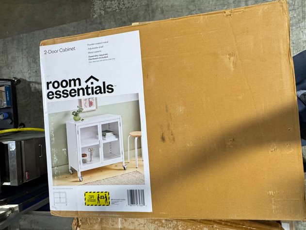 Image for Room Essentials White 2-Door 1-Shelf Metal Cabinet