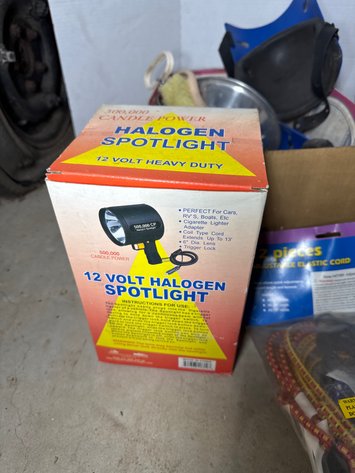 Image for 12V Halogen Spotlight, Elastic Cords, Knee Pads, Clamp Light, and More