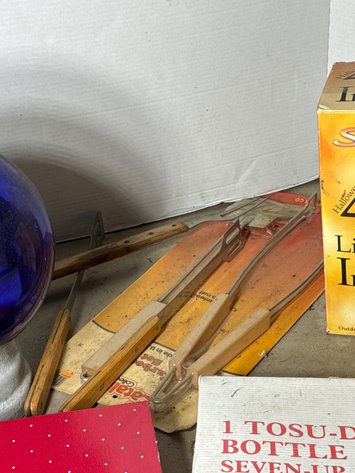 Image for Blue Gazing Ball, Inflatable Pumpkin, Seven-Up Mattress, BBQ Tools and More