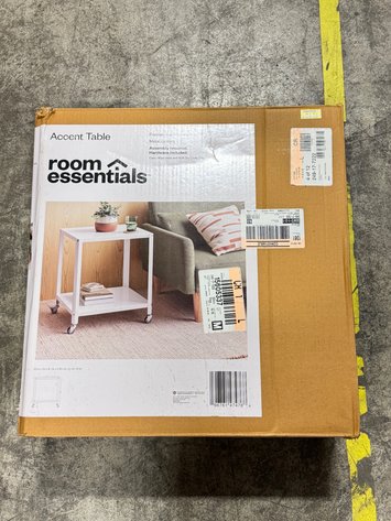 Image for Room Essentials 2-Shelf Powder-Coated Metal Rolling Accent Table
