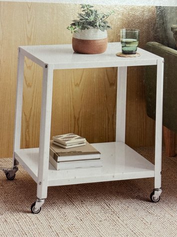 Image for Room Essentials 2-Shelf Powder-Coated Metal Rolling Accent Table