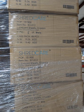 Image for 12-Pack Shredcare Shredder Lubricant Sheets - 48 Packs Per Box (10 Boxes)