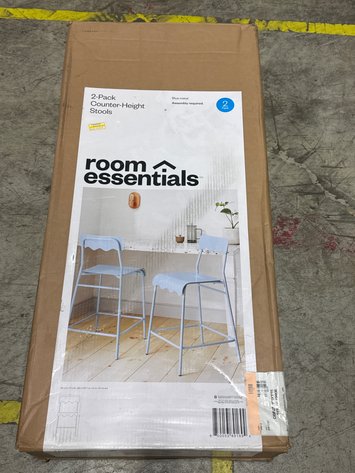 Image for Room Essentials 2-Pack Blue Metal Counter-Height Stools