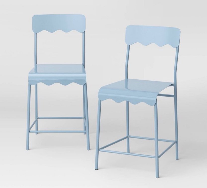 Room Essentials 2-Pack Blue Metal Counter-Height Stools